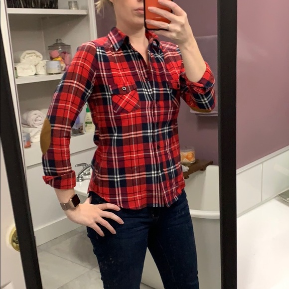 Plaid shirt with patch elbows - Picture 2 of 7